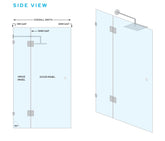 Frameless Glass Wall to Wall Shower Screen Door and Hinge Panel - 2000mm high, 10mm Toughened Glass - Brushed Rose Gold (Copper)